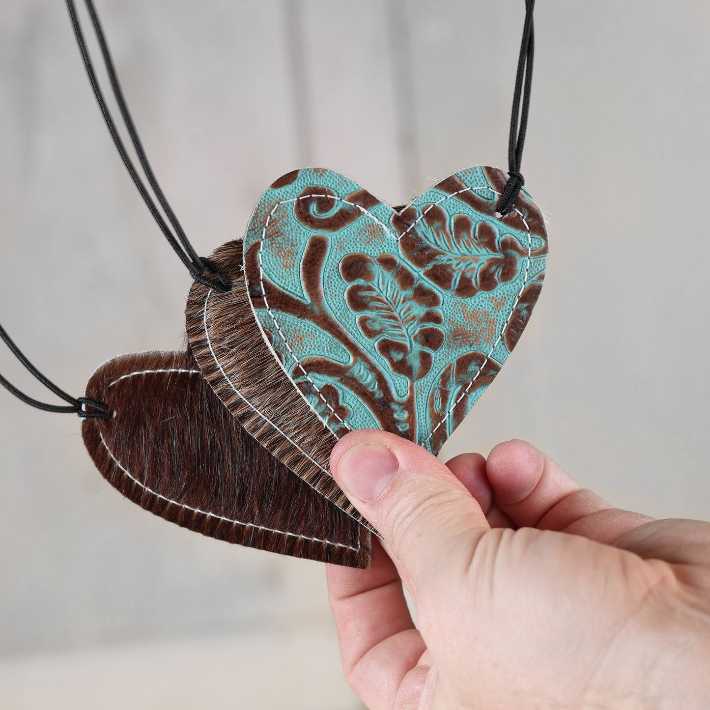 Cowhide Heart Charms