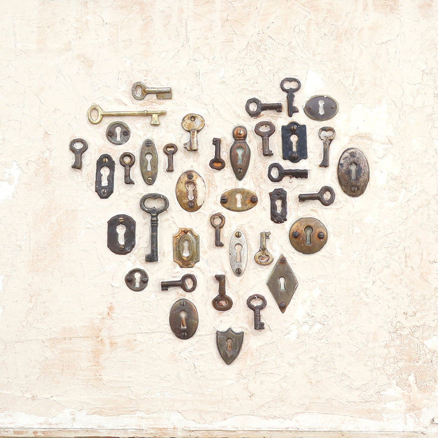 Heart Key Collage Art