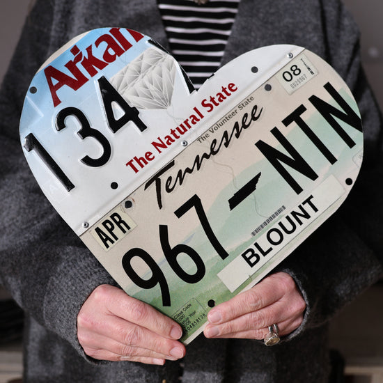 Arkansas Loves Tennessee License Plate Heart