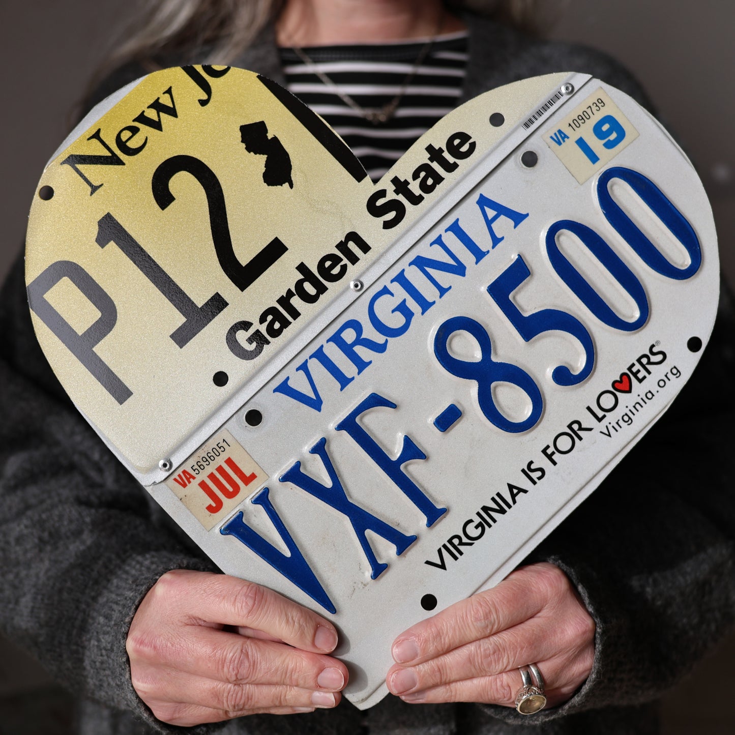 New Jersey Loves Virginia License Plate Heart
