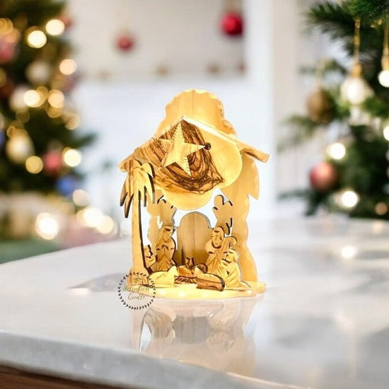 Olive Wood Musical Nativity Scene
