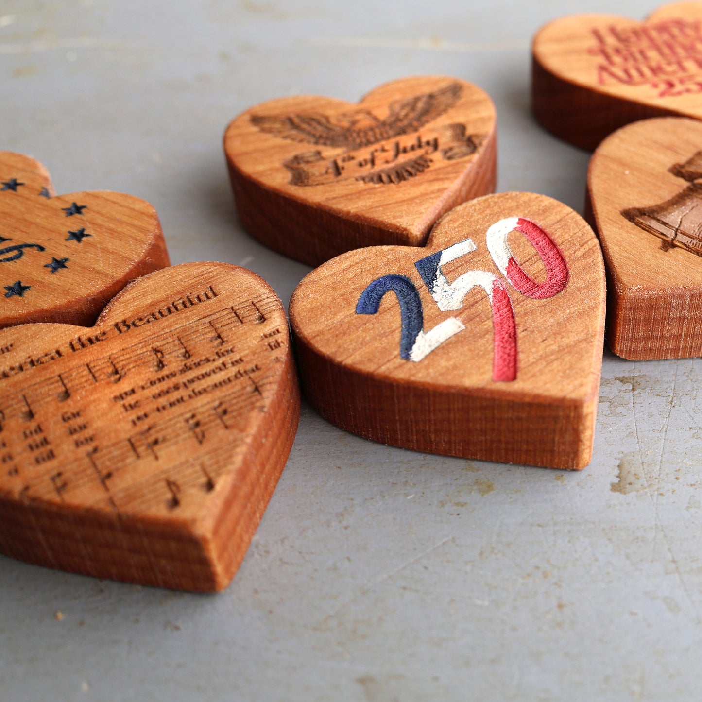 America 250 Engraved Heart Set