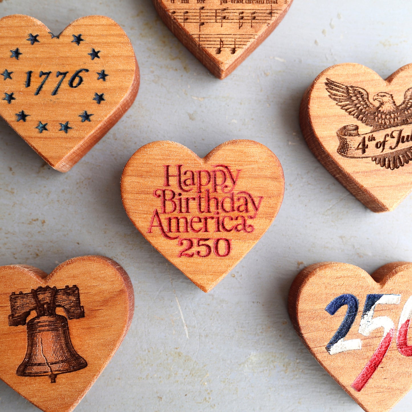 America 250 Engraved Heart Set