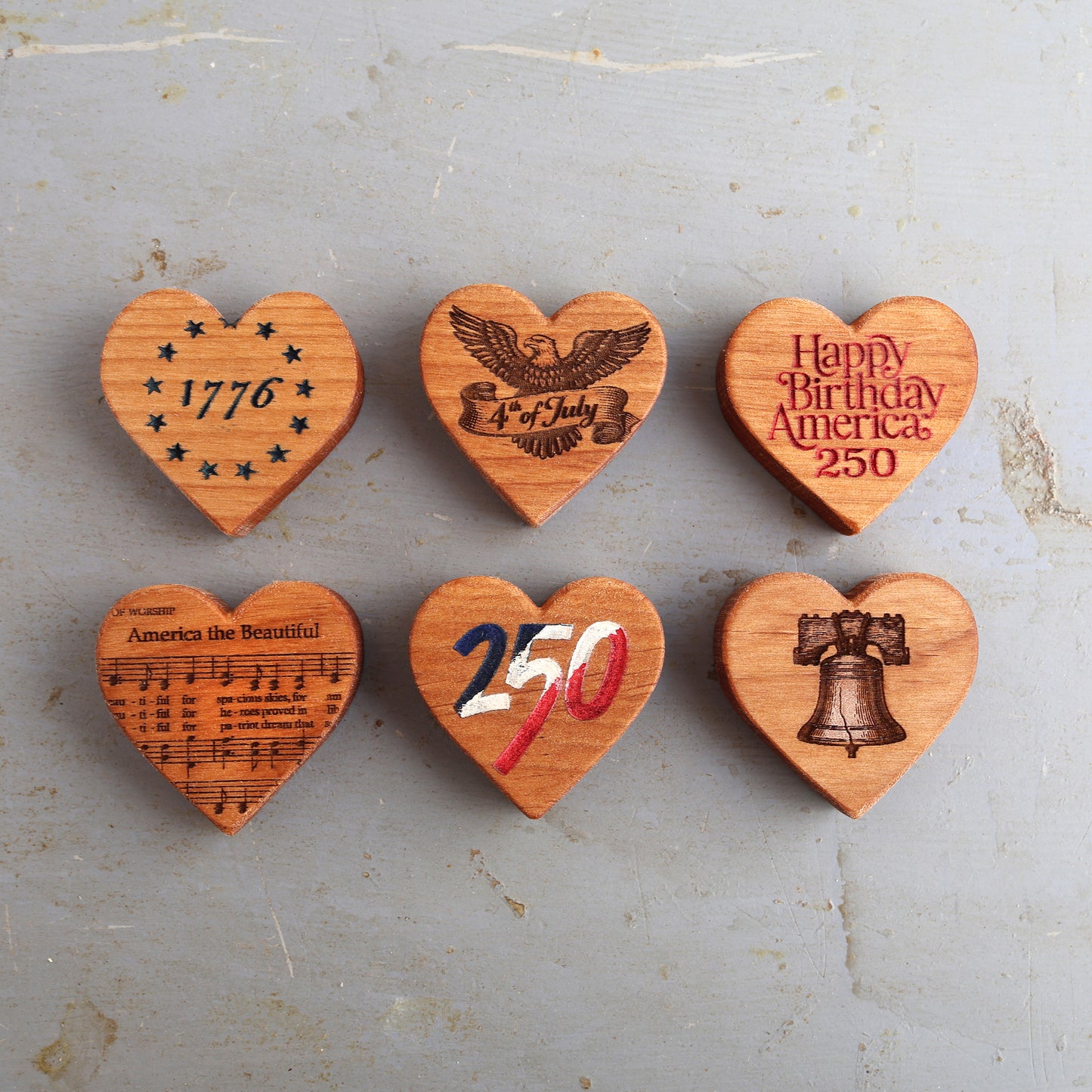 America 250 Engraved Heart Set