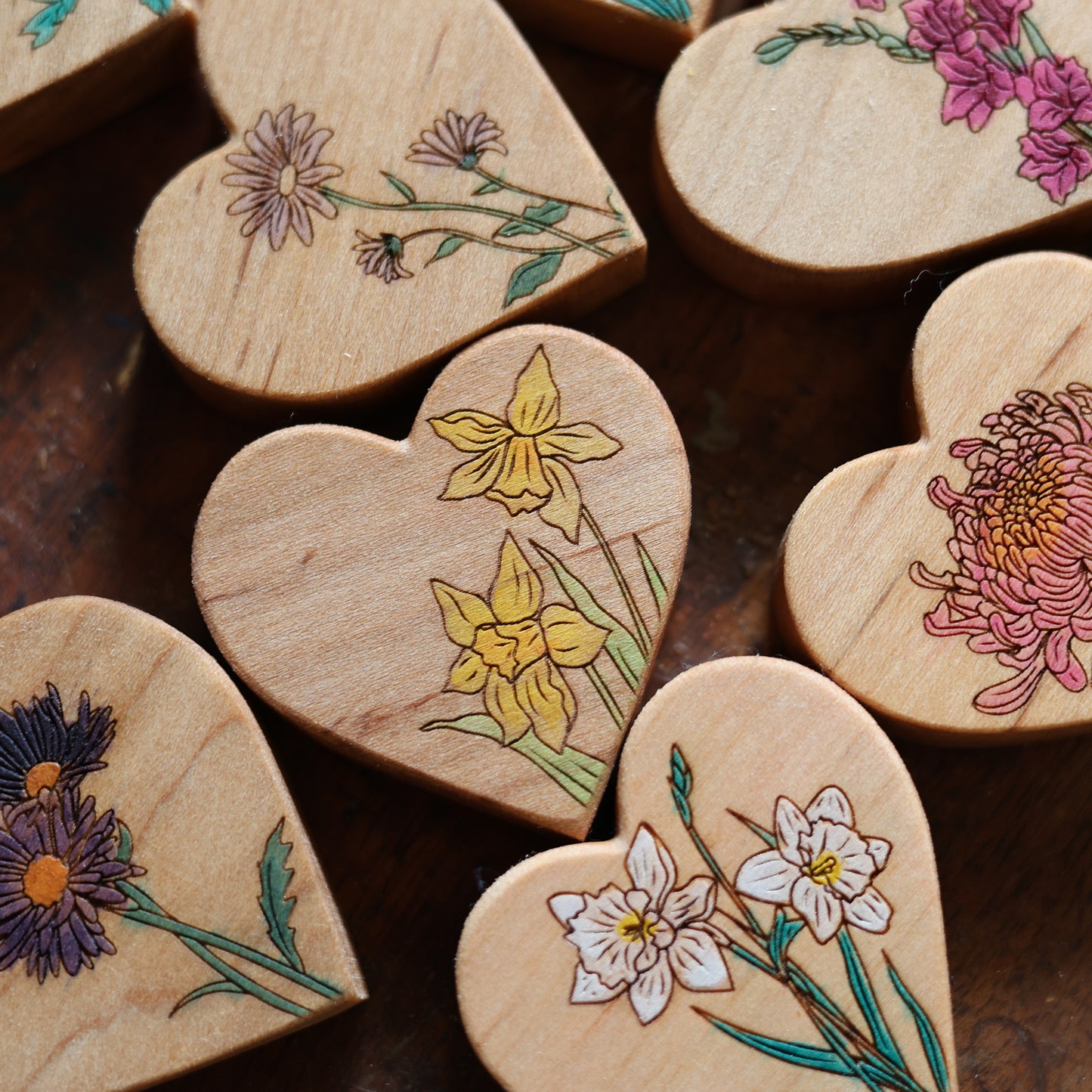 Birth Month Flower Hearts