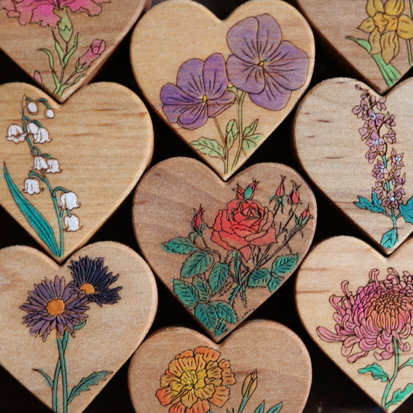Birth Month Flower Hearts