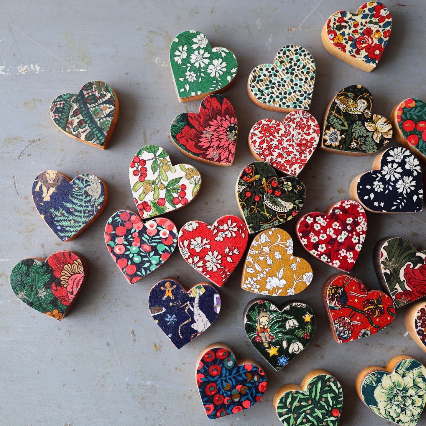 Christmas Fabric Hearts