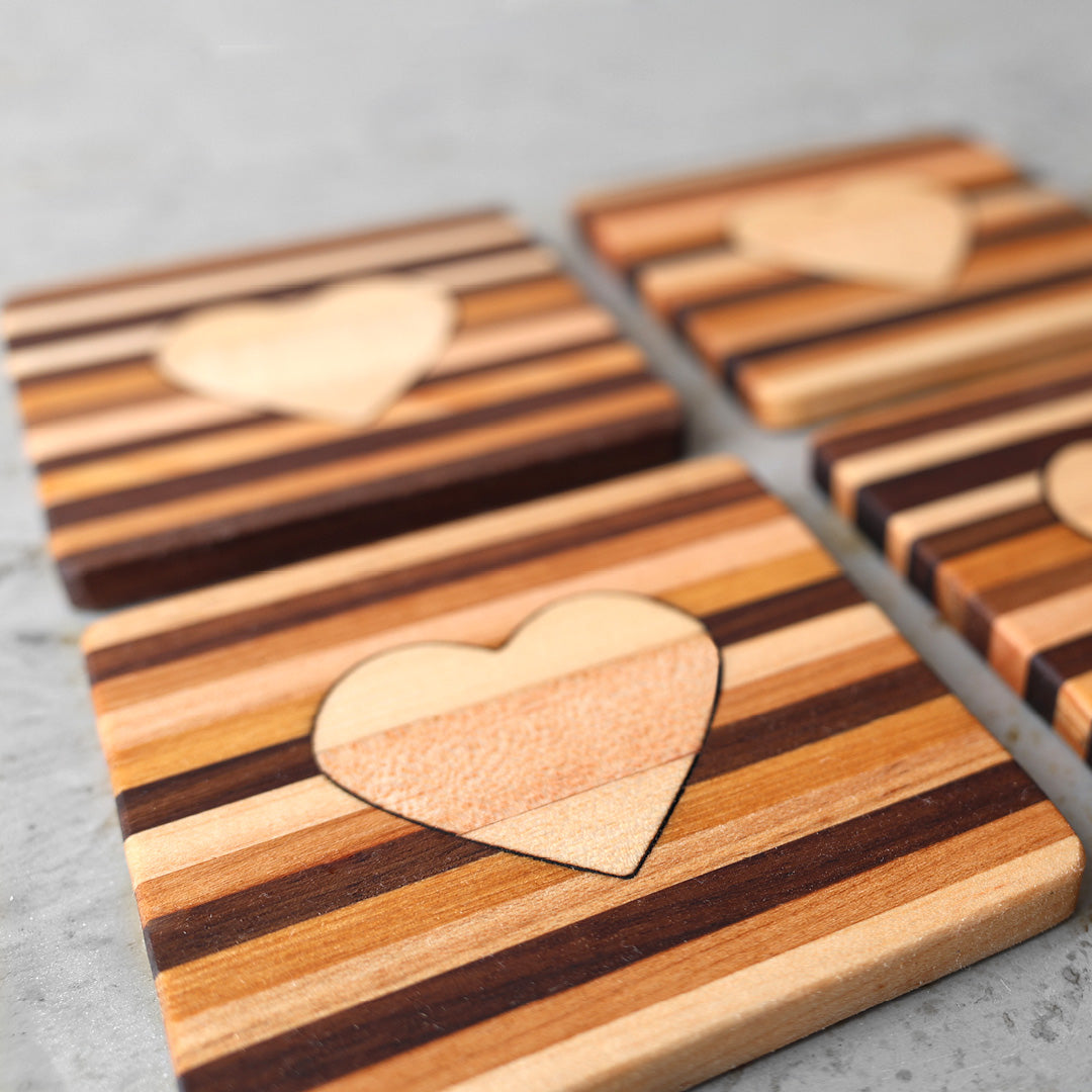 Wooden Heart Coasters