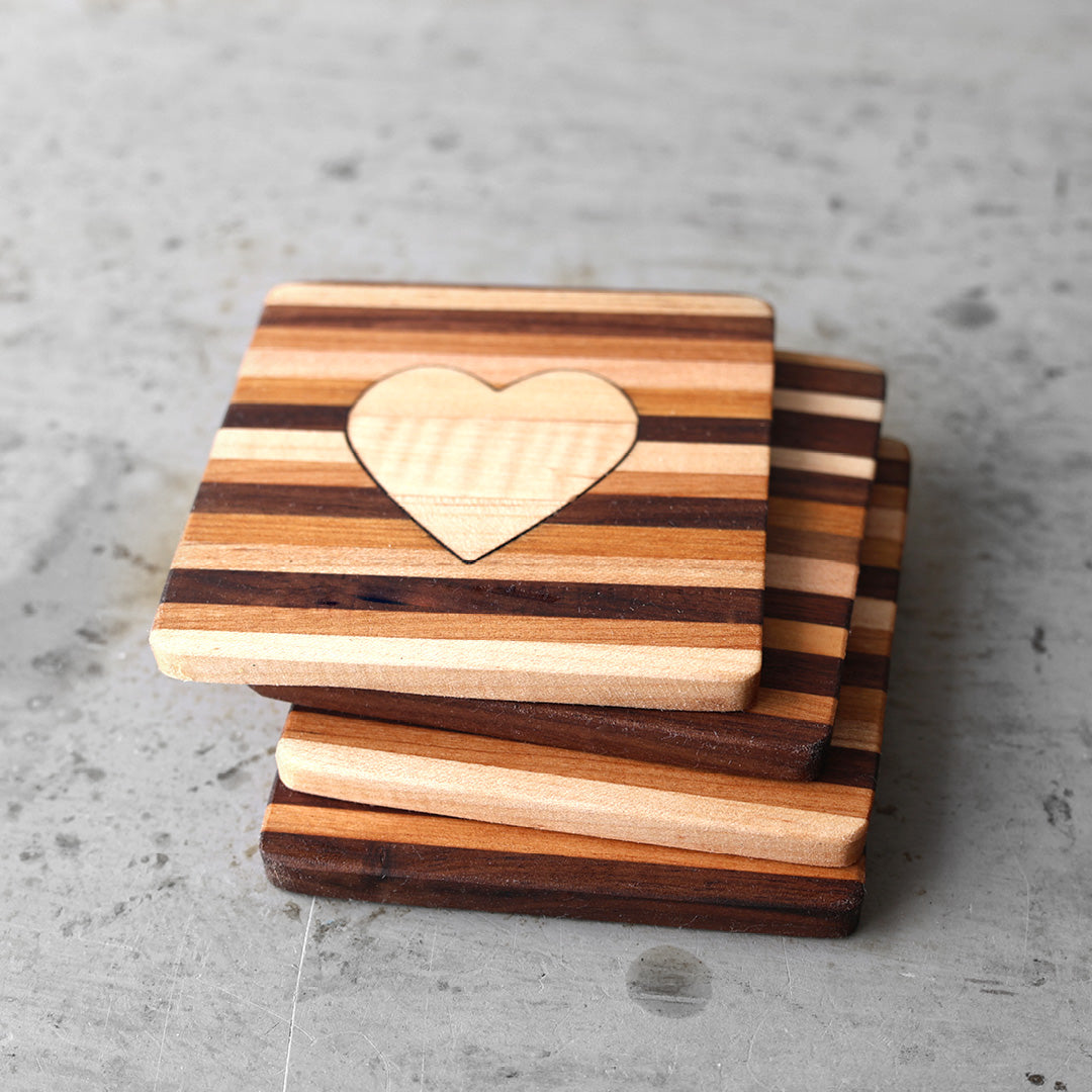 Wooden Heart Coasters