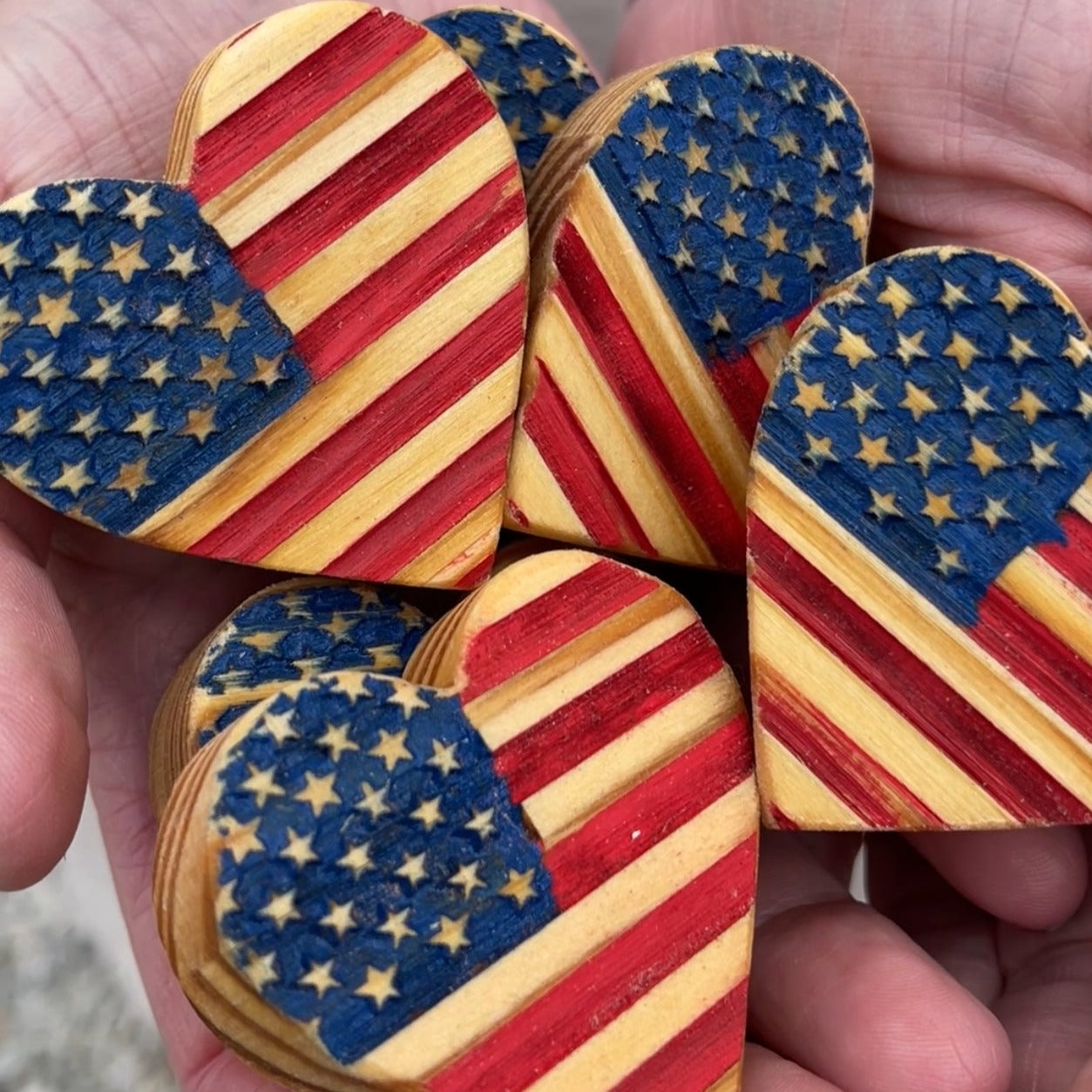 USA Wooden Hearts