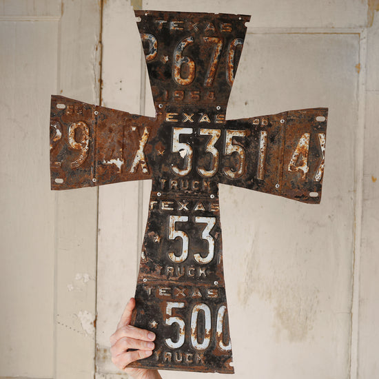 Antique License Plate Crosses