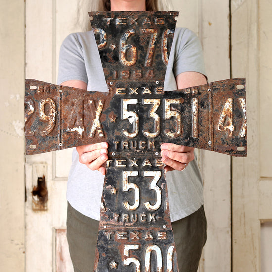 Antique License Plate Crosses