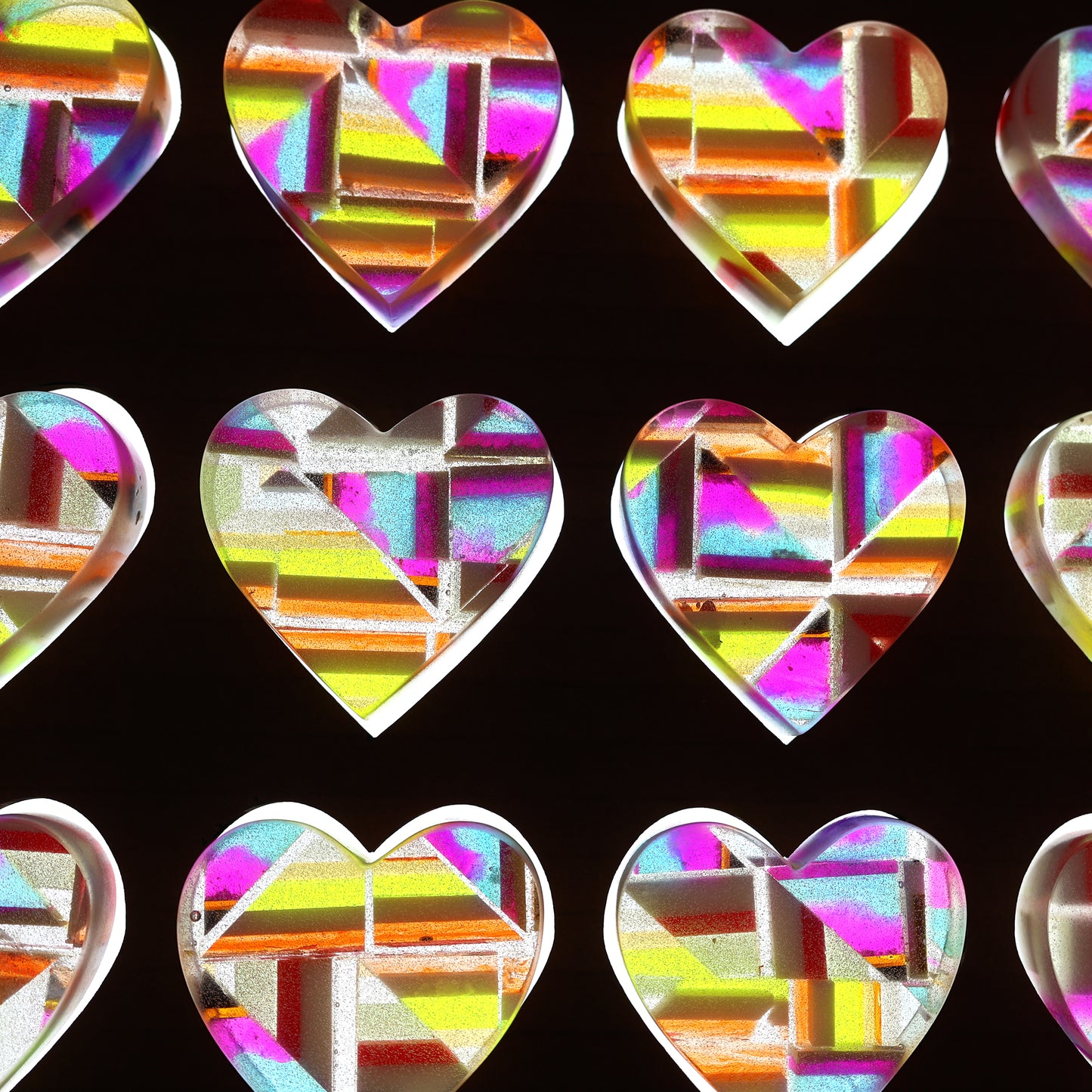 Luminous Mosaic Hearts