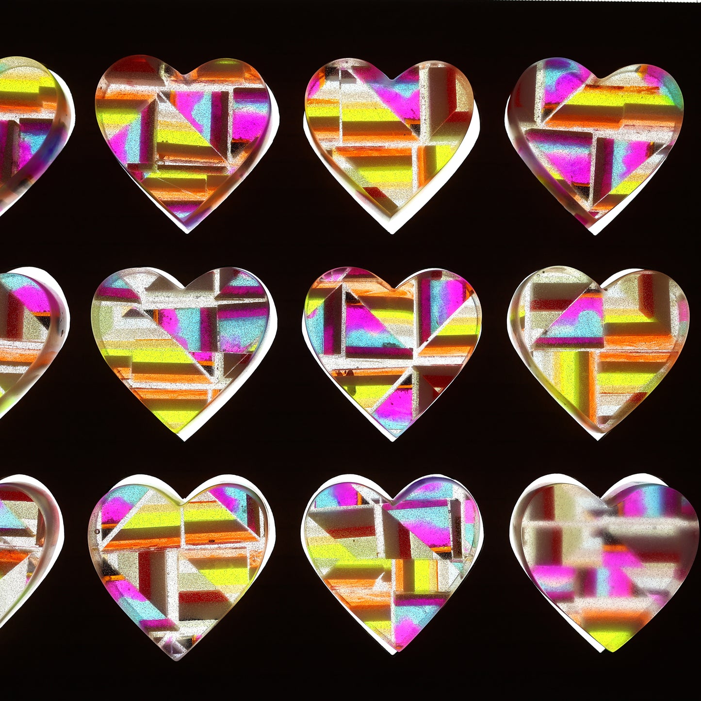 Luminous Mosaic Hearts