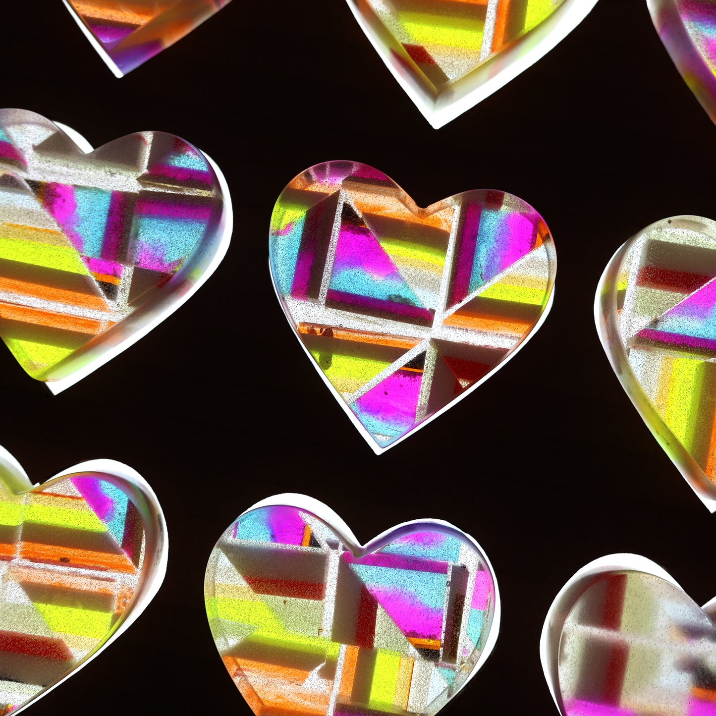 Luminous Mosaic Hearts