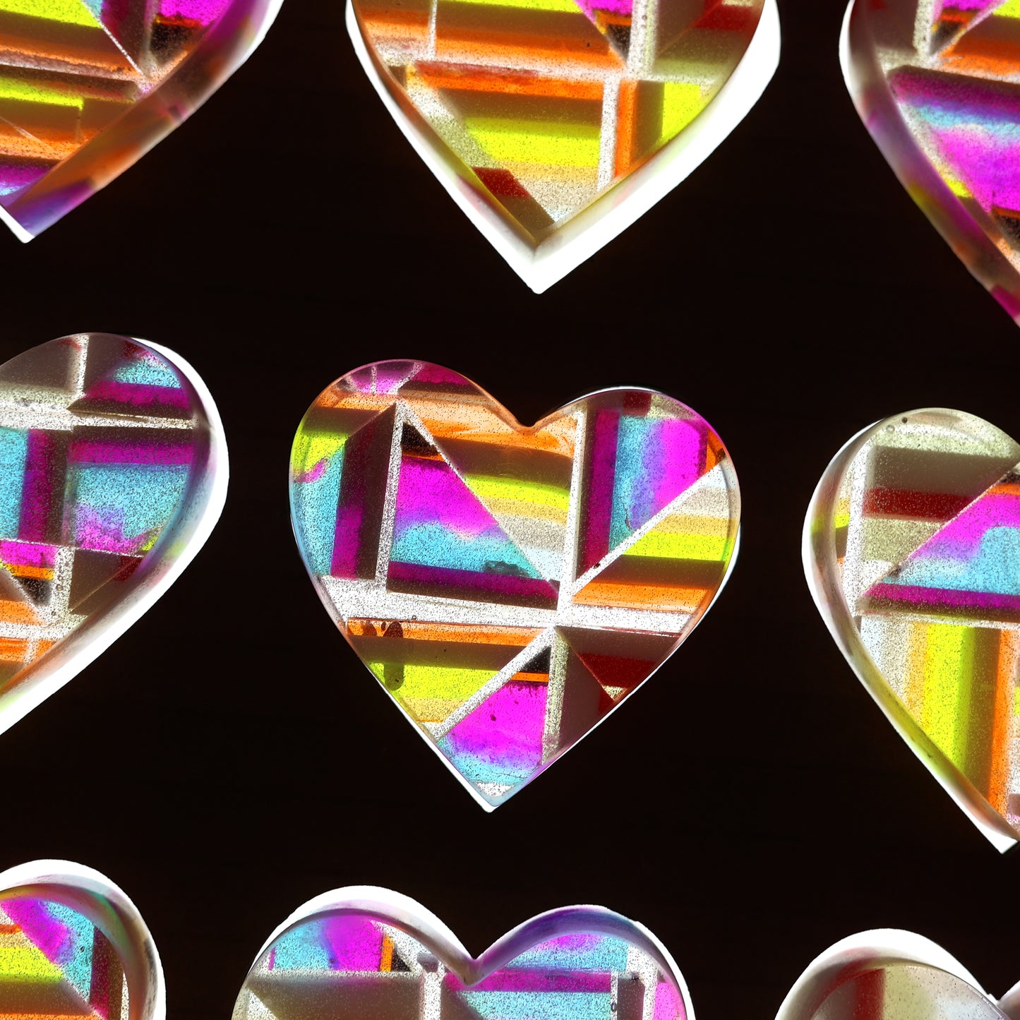 Luminous Mosaic Hearts