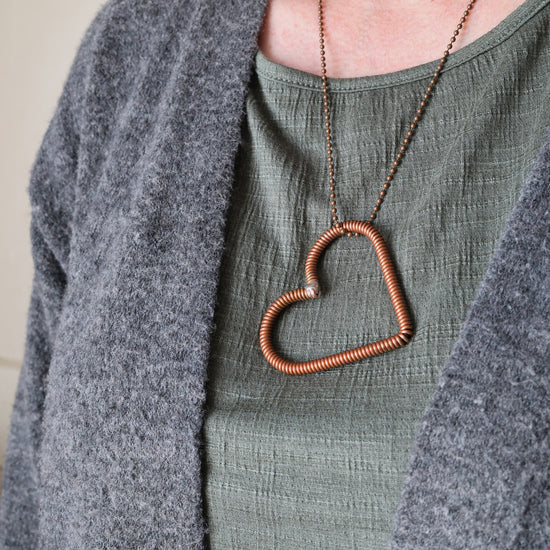 Piano Wire Heart Necklaces