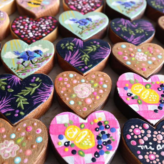 Hand-Painted Wooden Hearts