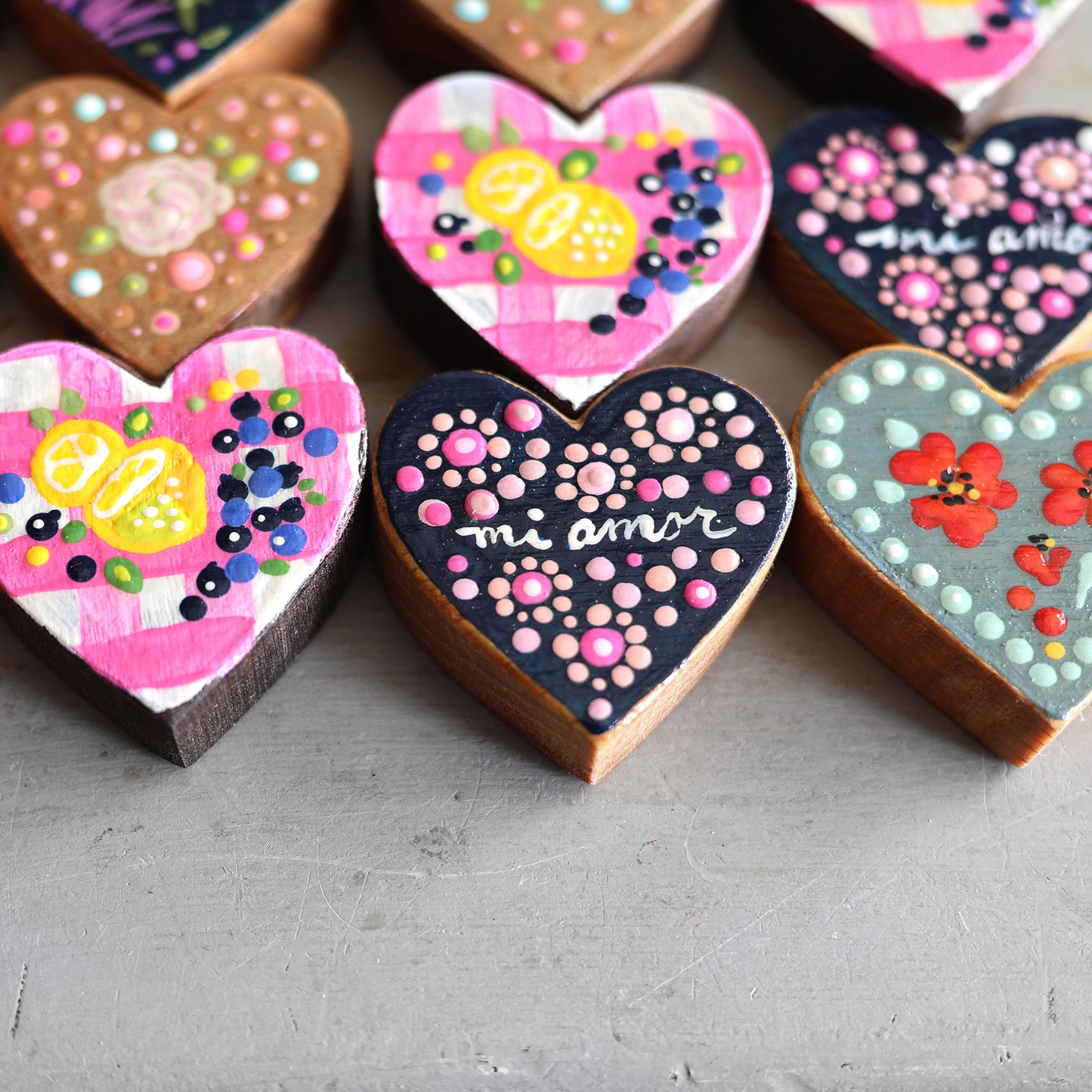 Hand-Painted Wooden Hearts