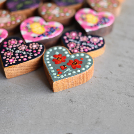 Hand-Painted Wooden Hearts