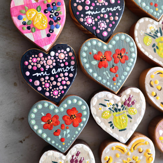 Hand-Painted Wooden Hearts