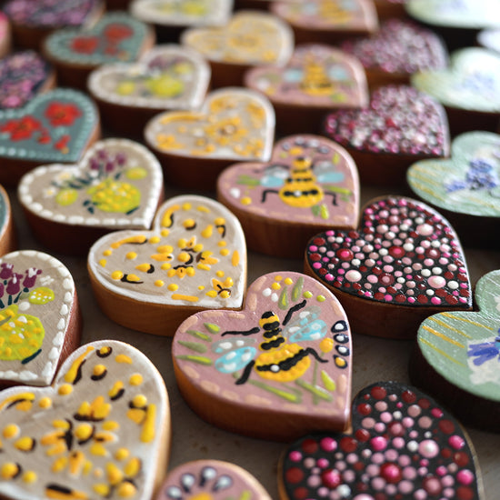 Hand-Painted Wooden Hearts