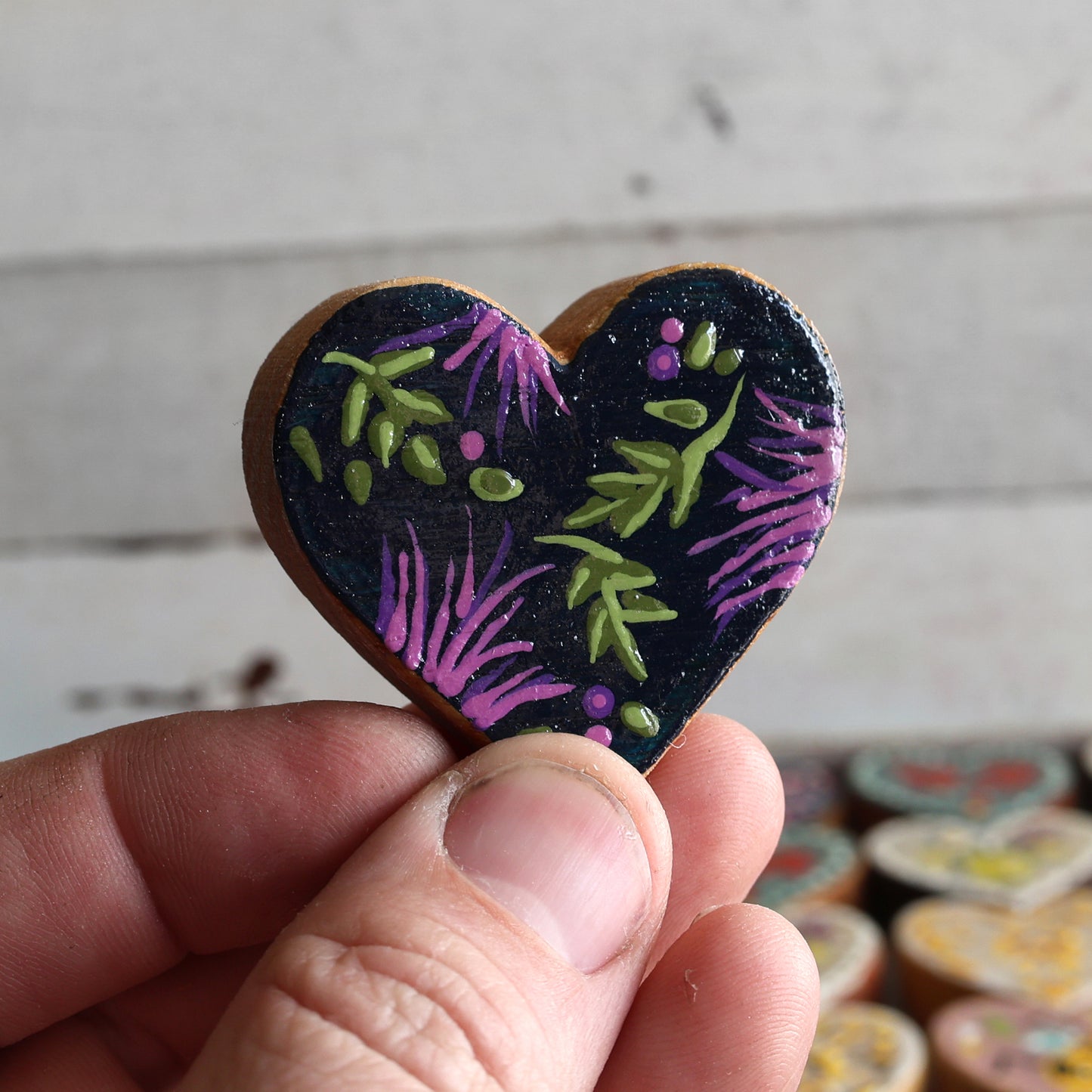 Hand-Painted Wooden Hearts