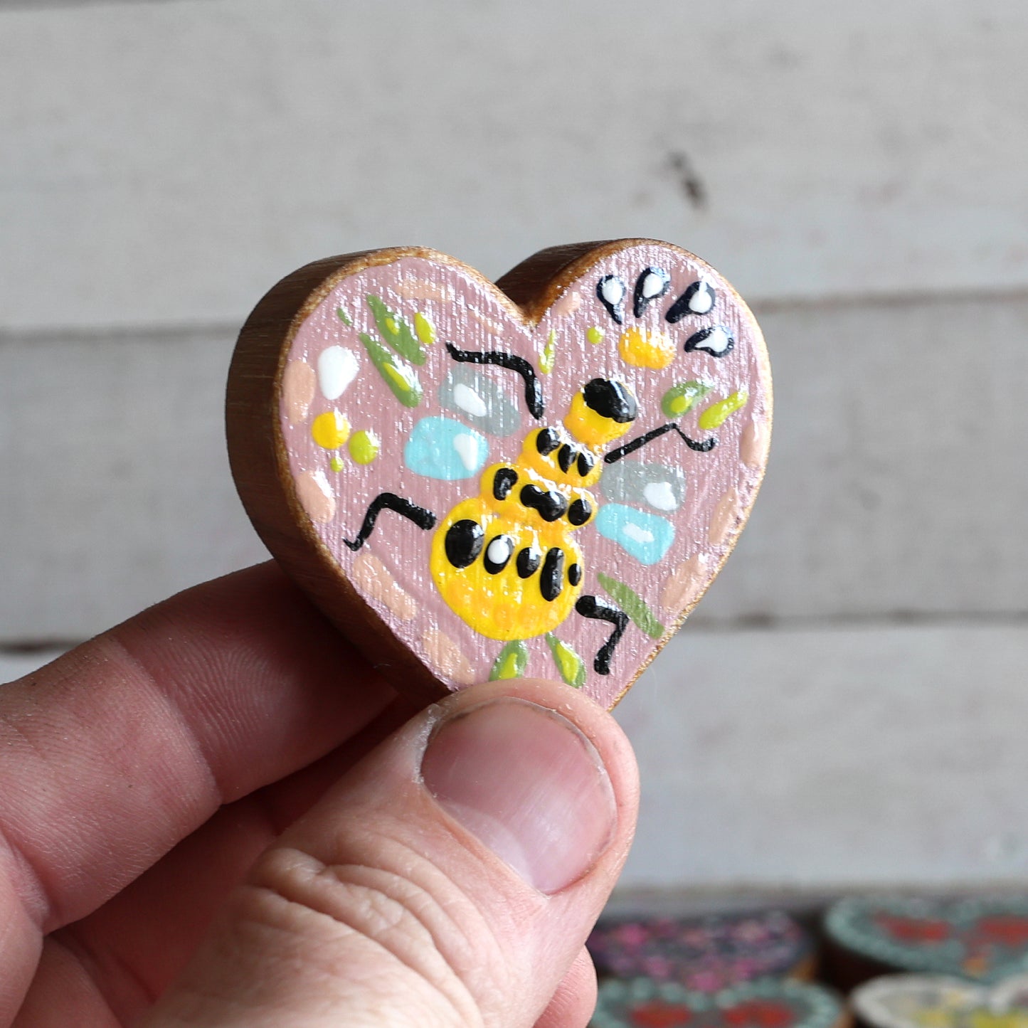 Hand-Painted Wooden Hearts