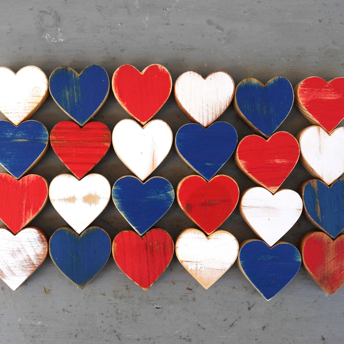 Red, White & Blue Wooden Hearts