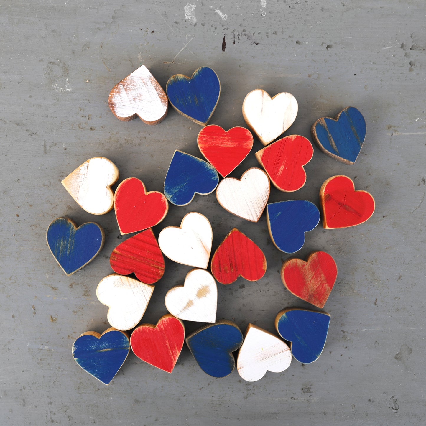 Red, White & Blue Wooden Hearts