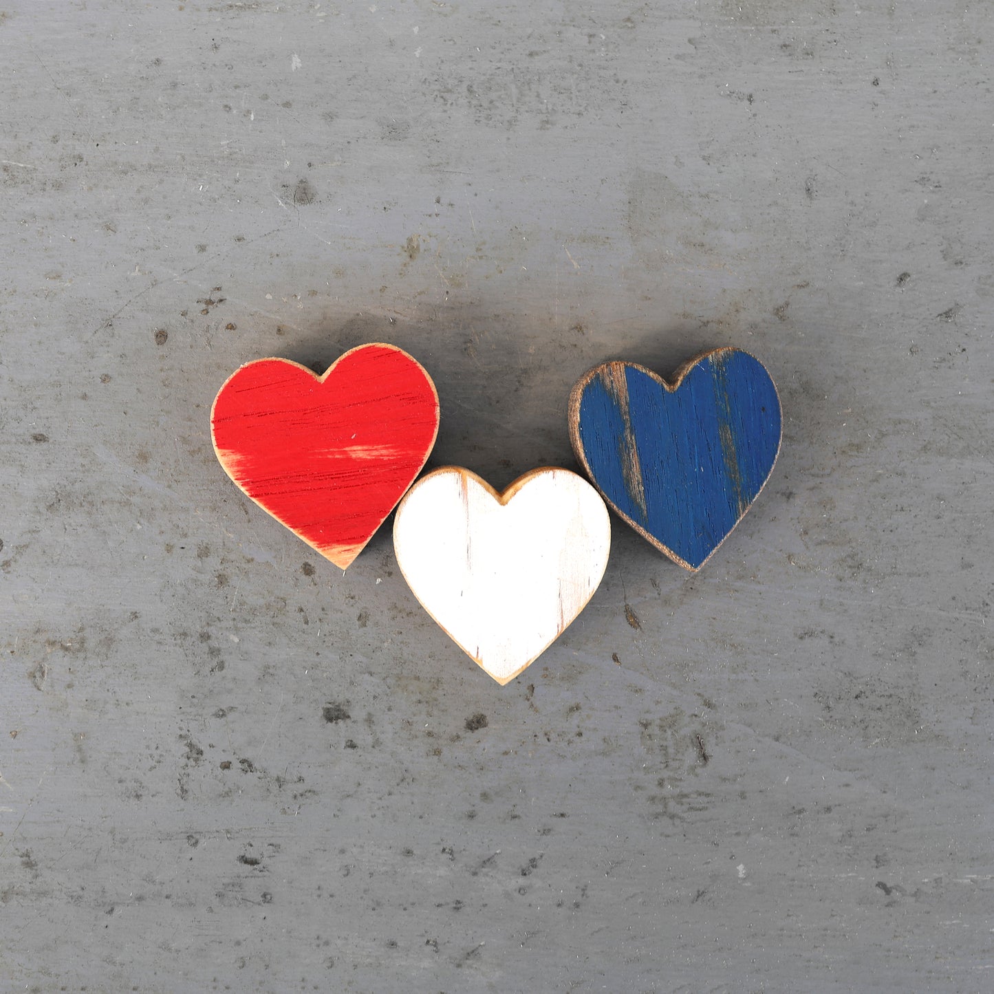Red, White & Blue Wooden Hearts