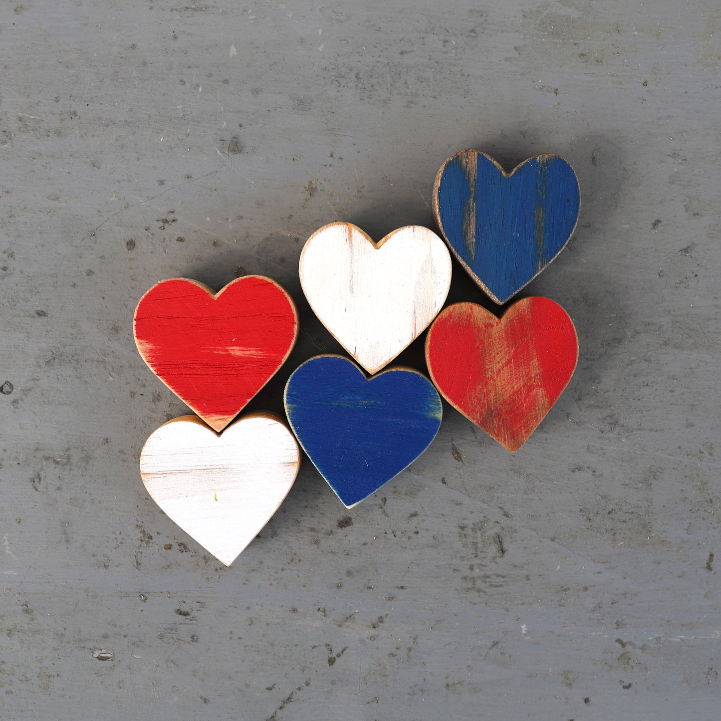Red, White & Blue Wooden Hearts