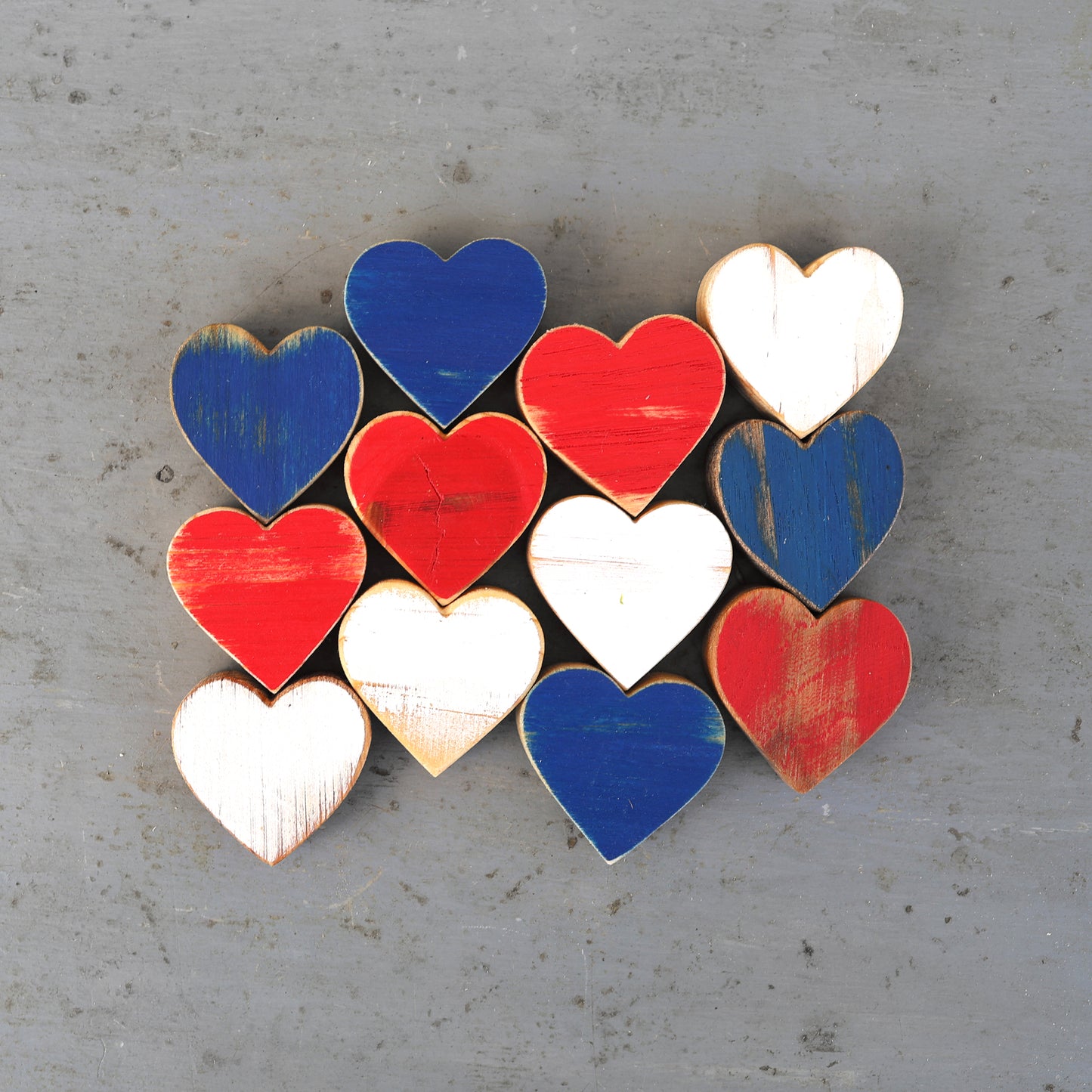 Red, White & Blue Wooden Hearts