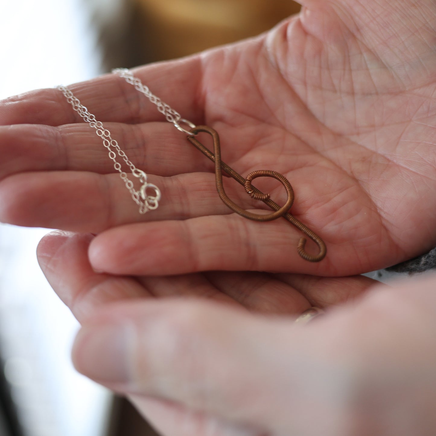 Piano Wire Treble Clef Necklaces