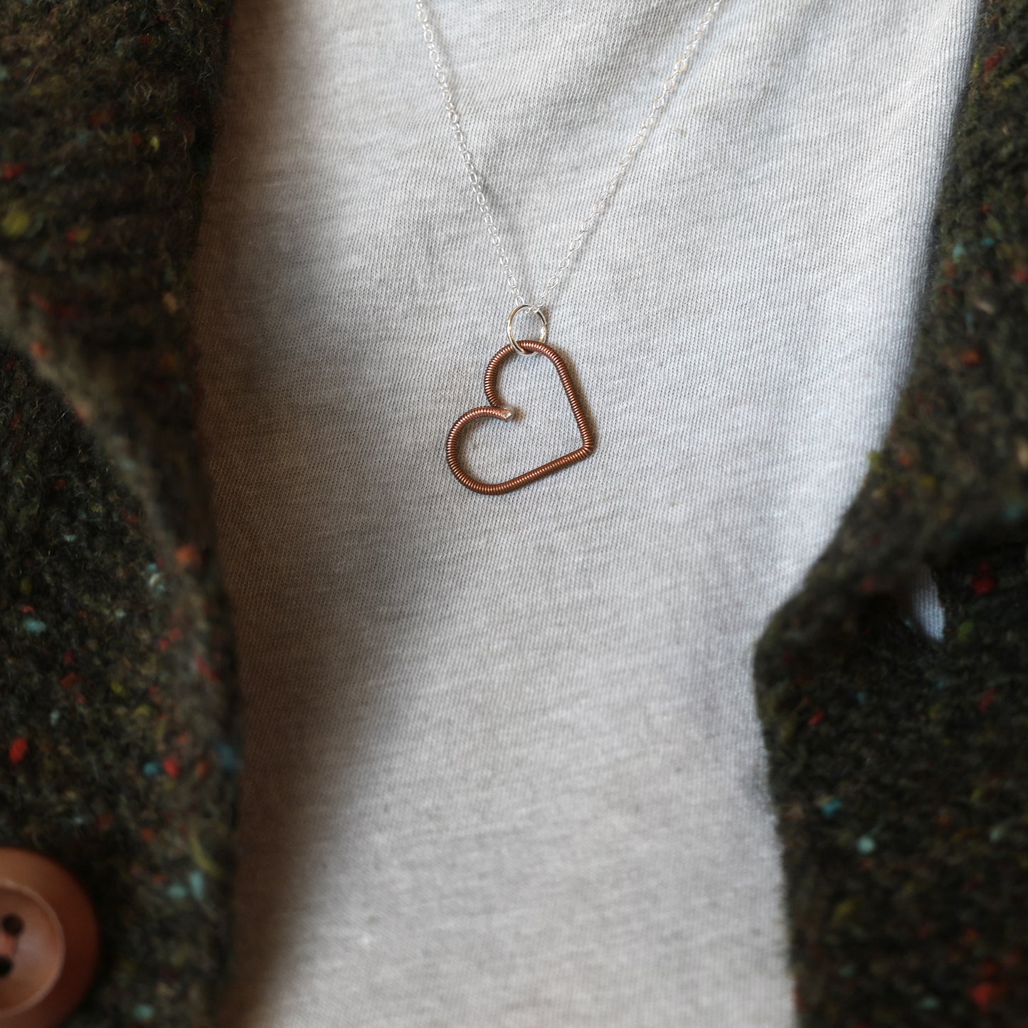 Piano Wire Heart Necklaces