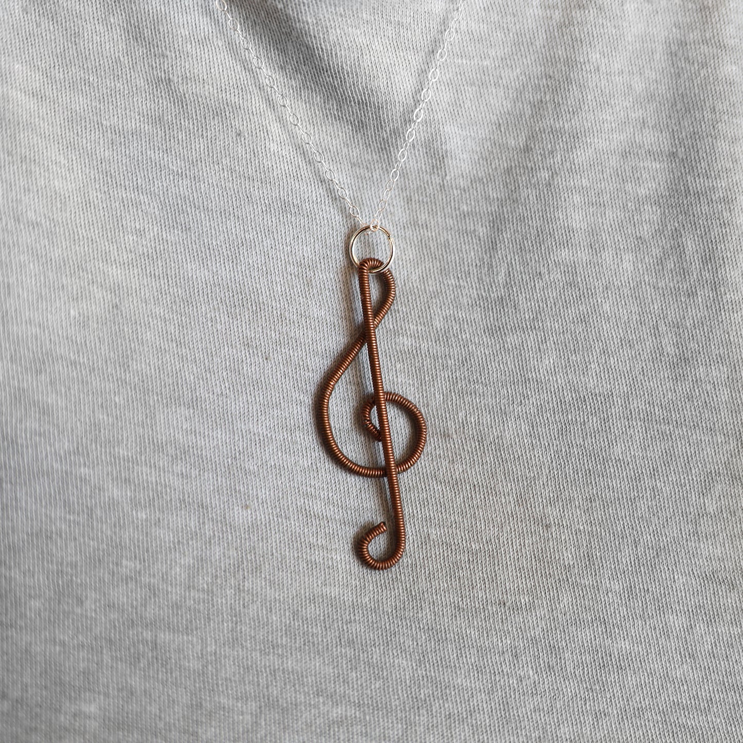 Piano Wire Treble Clef Necklaces