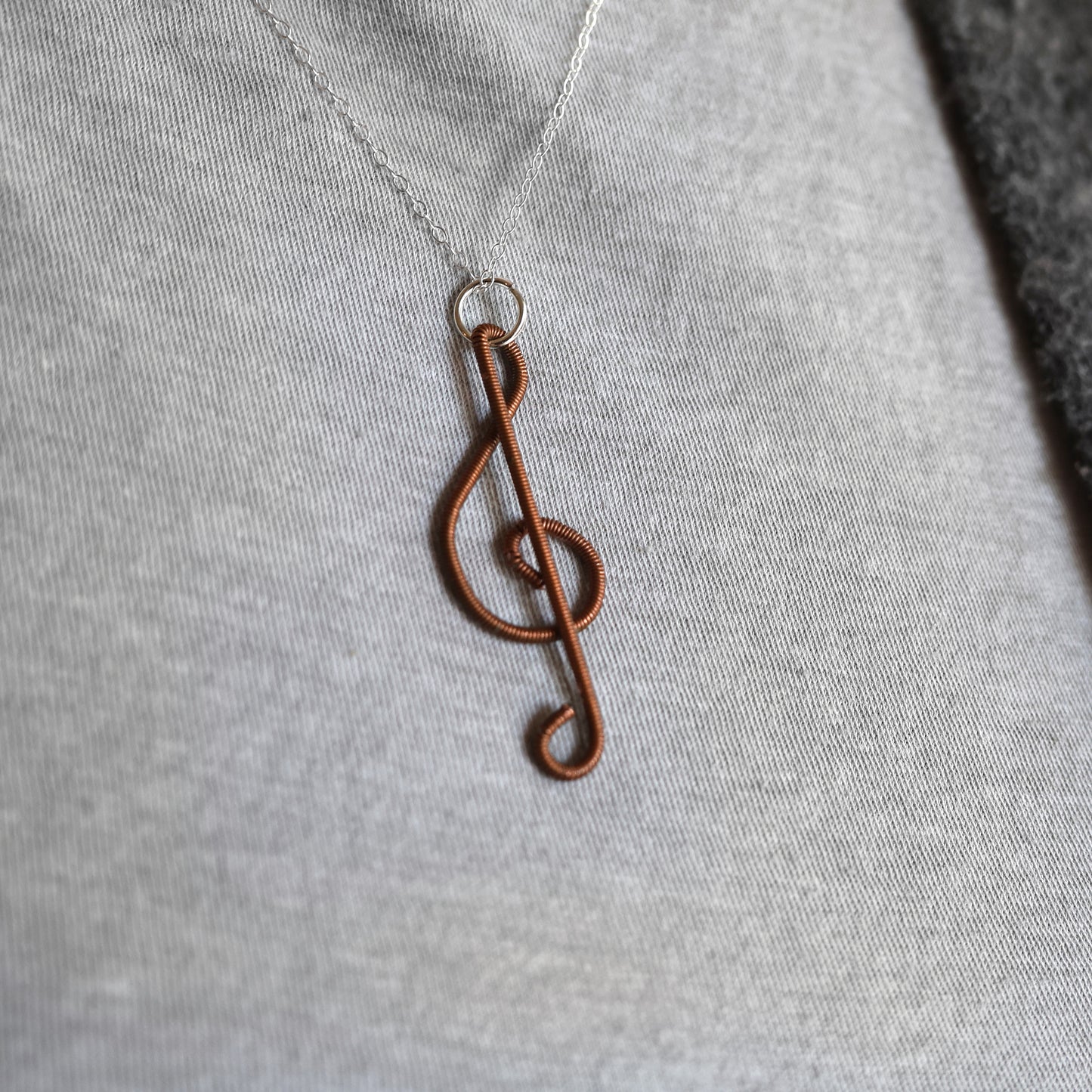 Piano Wire Treble Clef Necklaces