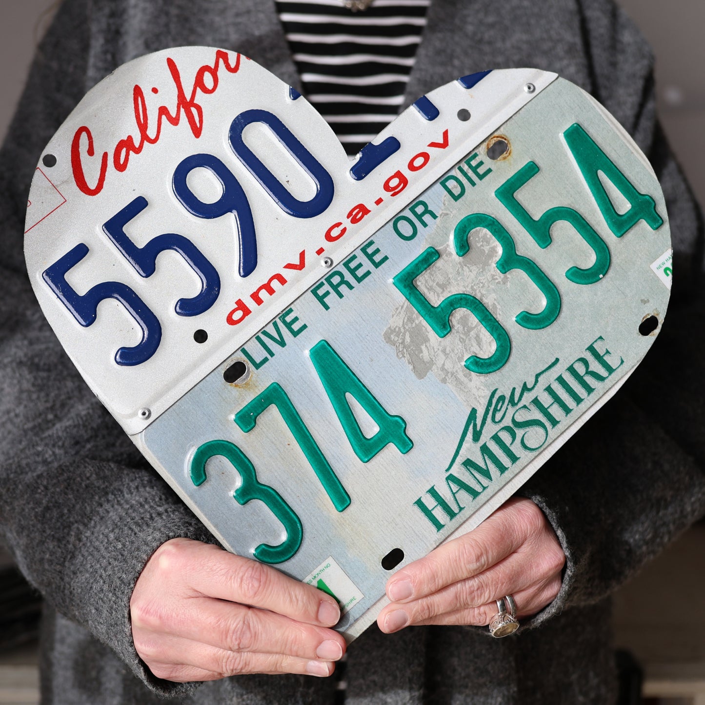 Load image into Gallery viewer, California Loves New Hampshire License Plate Heart
