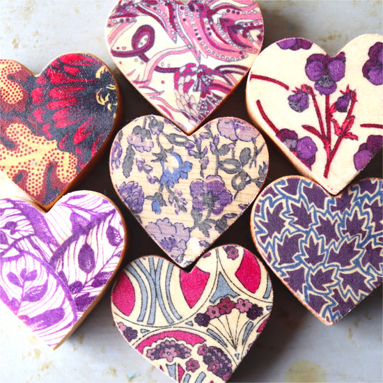 Fabric-Faced Wooden Hearts