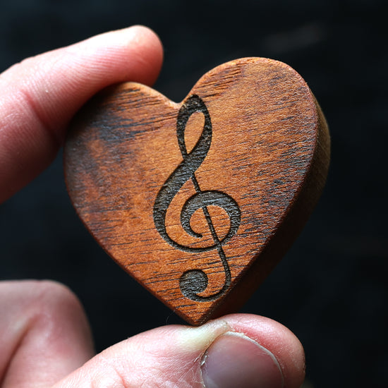 Engraved Piano Wood Hearts