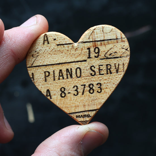 Engraved Piano Wood Hearts