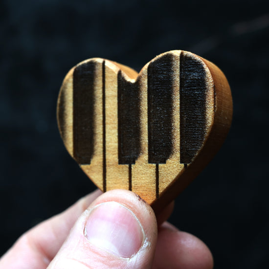 Engraved Piano Wood Hearts