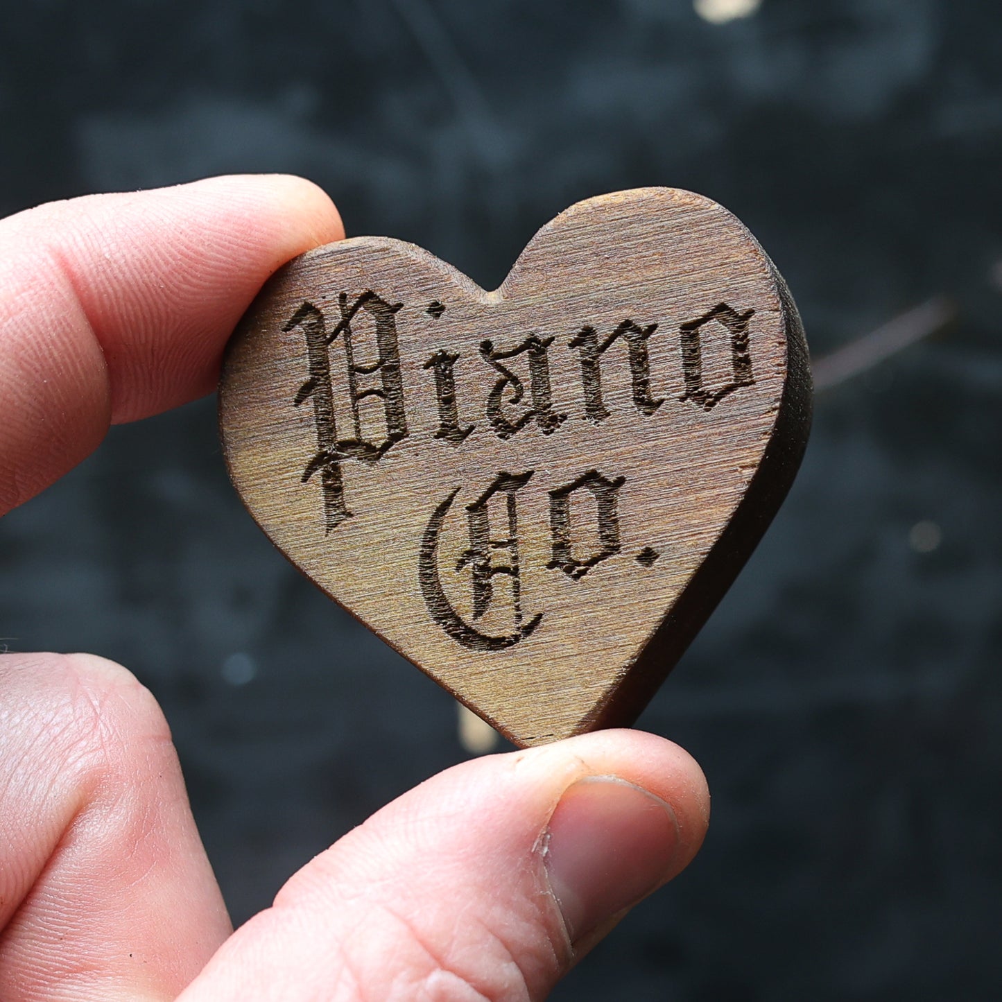 Engraved Piano Wood Hearts