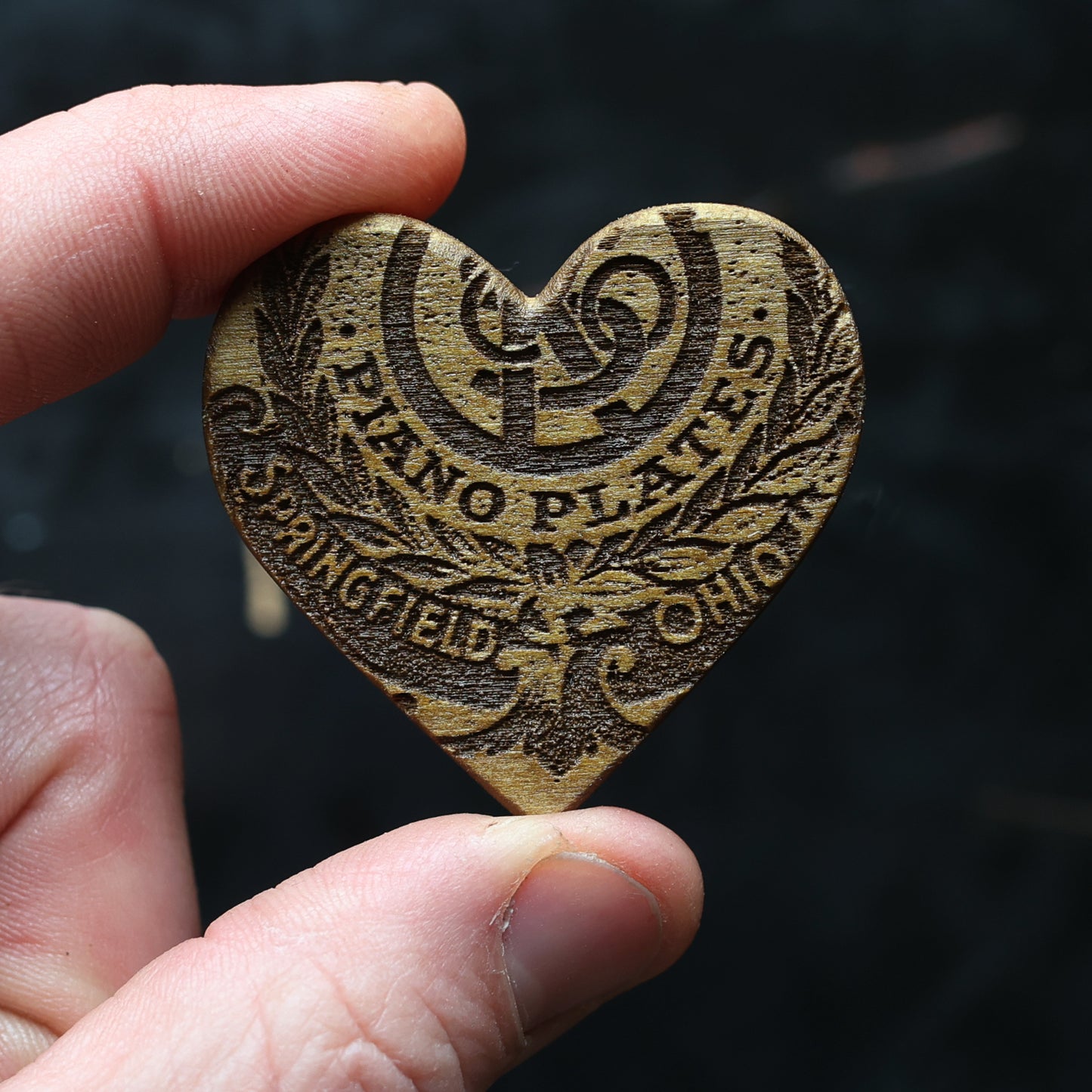 Engraved Piano Wood Hearts