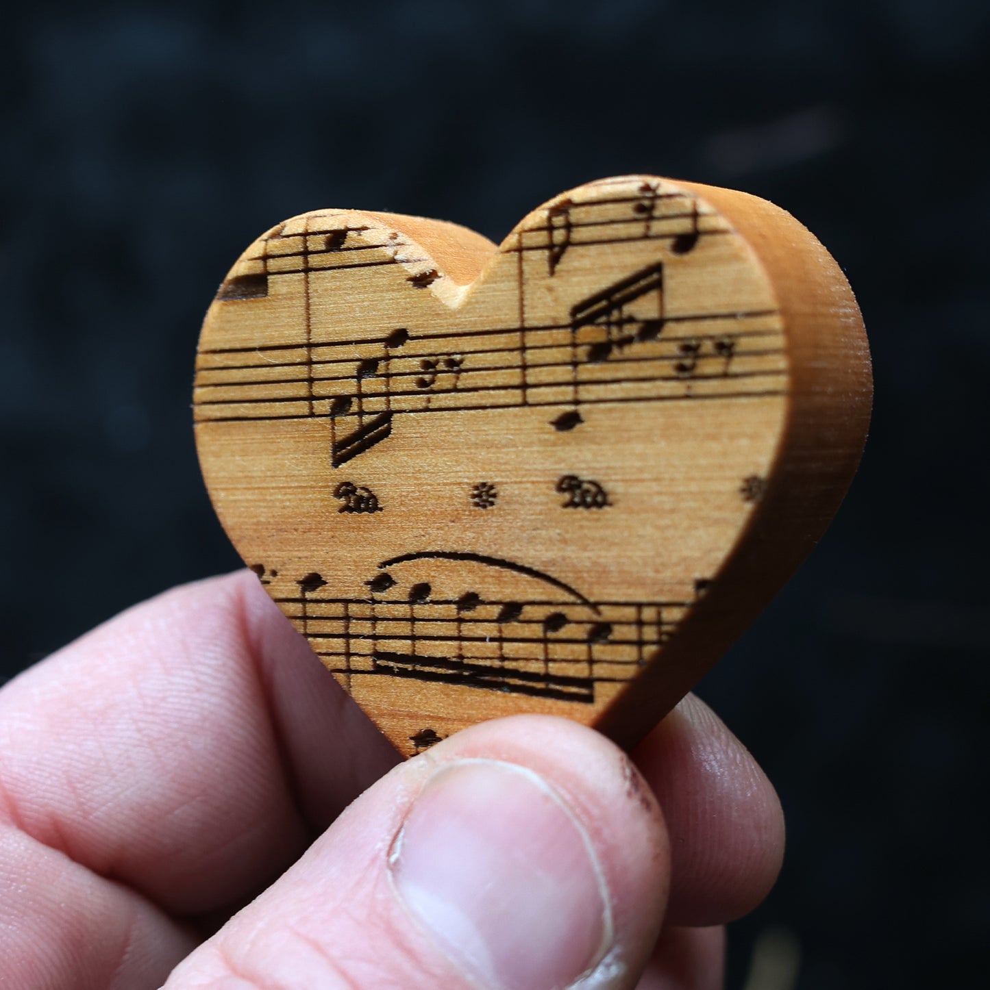 Engraved Piano Wood Hearts