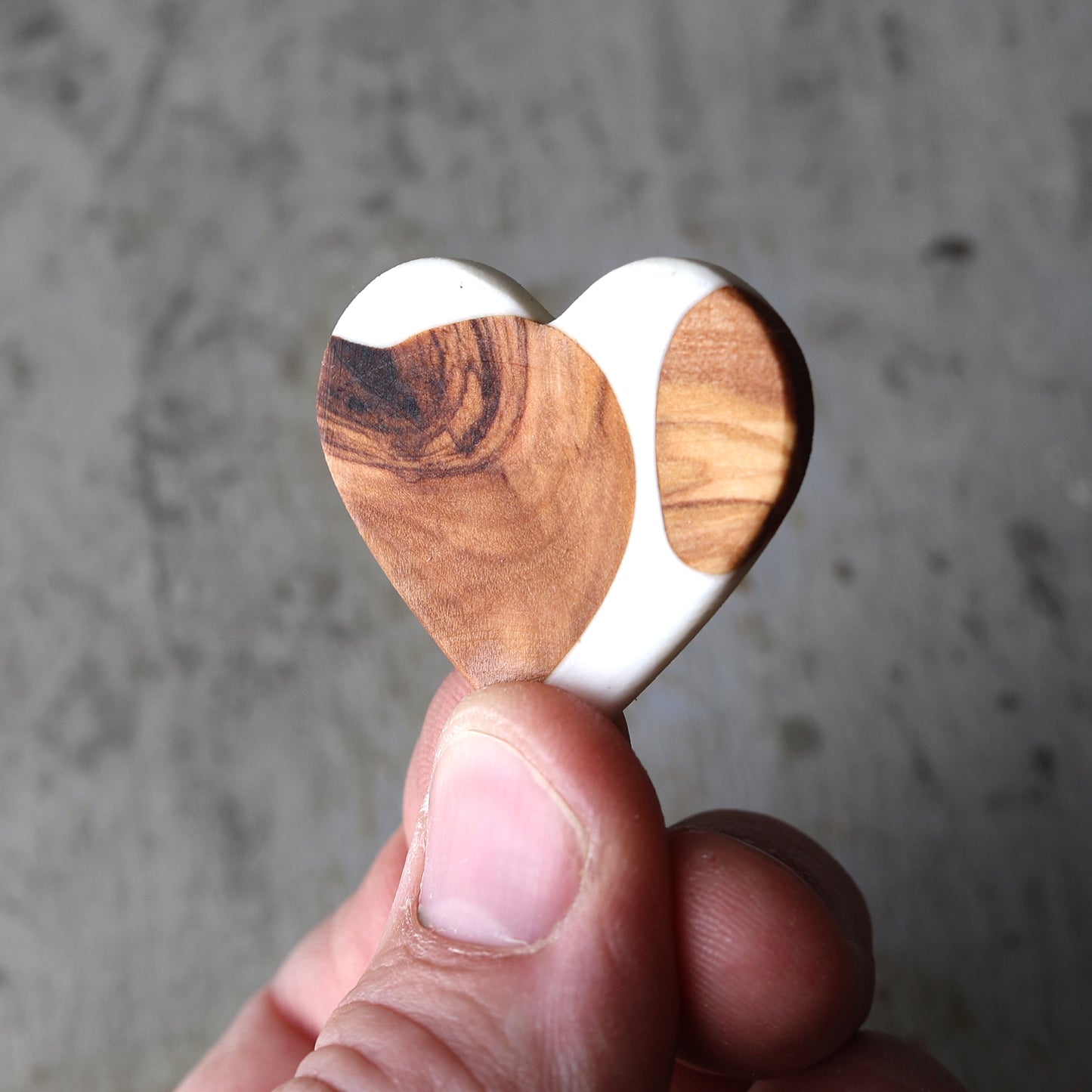 Reclaimed Olive & Resin Heart Pins