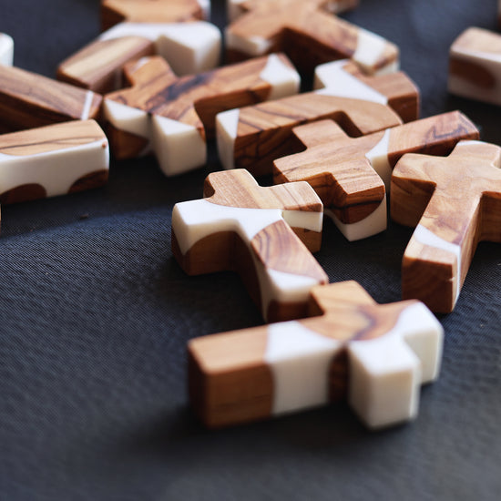 Reclaimed Olive & Resin Pocket Crosses