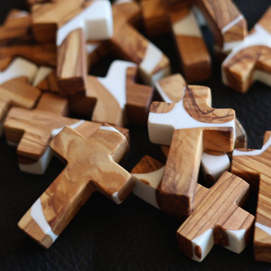 Reclaimed Olive & Resin Pocket Crosses