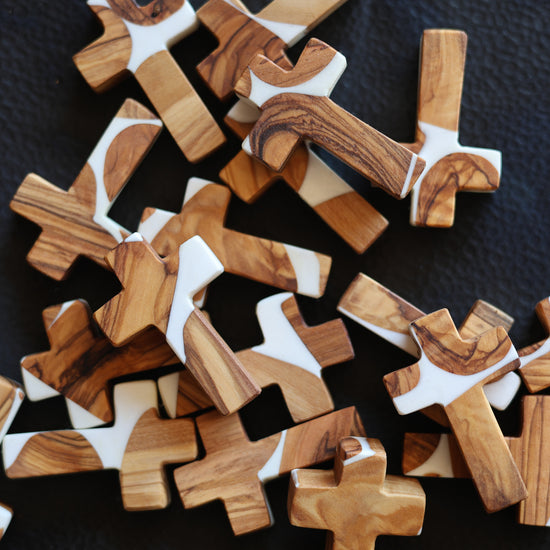 Reclaimed Olive & Resin Pocket Crosses