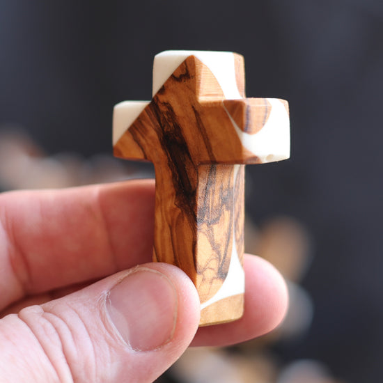 Reclaimed Olive & Resin Pocket Crosses